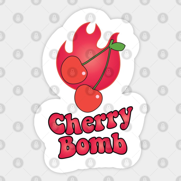 Cherry Bomb and Red Flaming Design Sticker by YourGoods